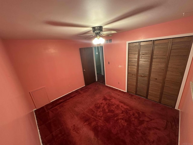 23072 Rein Ave, Eastpointe, MI 48021 - unfurnished bedroom with carpet, ceiling fan, and a closet
