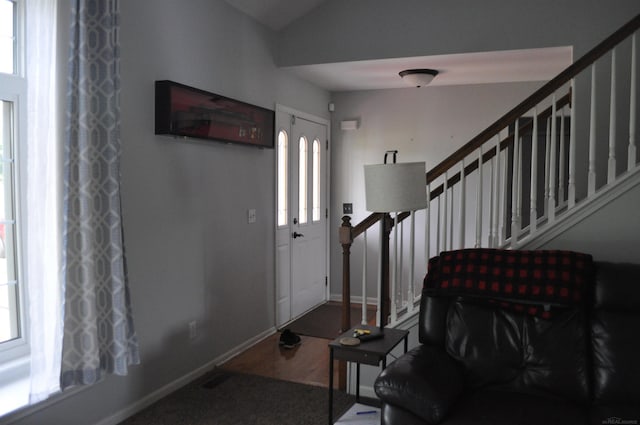9180 Woodridge Dr, Davison, MI 48423 - carpeted foyer with stairs and baseboards