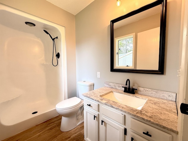3331 Lakeshore Dr, Gladwin, MI 48624 - bathroom with wood finished floors, vanity, and a shower