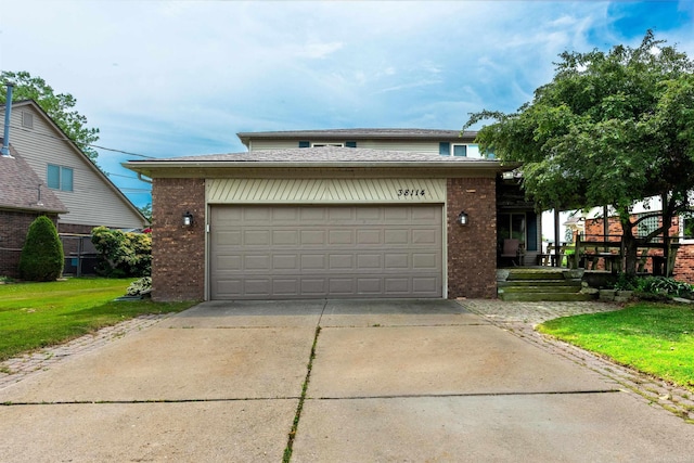 38114 Huron Pointe Dr, Harrison Twp, MI 48045 - view of front of property with brick siding, an attached garage, and concrete driveway