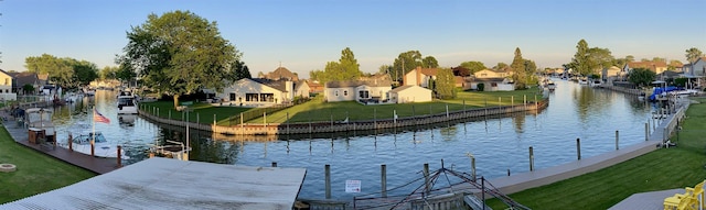 38114 Huron Pointe Dr, Harrison Twp, MI 48045 - water view featuring nearby suburban area and a boat dock