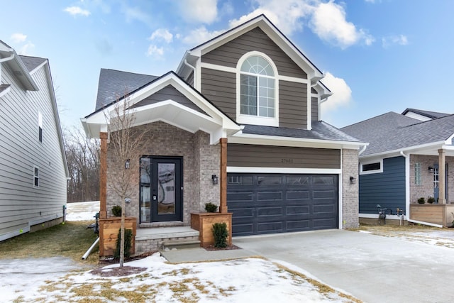 27602 Maryjane Ln E, Chesterfield Twp, MI 48047 - view of front of house with an attached garage, driveway, and brick siding