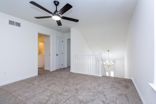 27602 Maryjane Ln E, Chesterfield Twp, MI 48047 - empty room with carpet, ceiling fan, and a chandelier