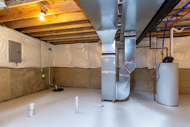 27602 Maryjane Ln E, Chesterfield Twp, MI 48047 - unfinished basement with electric panel, a water softener system, and heating unit