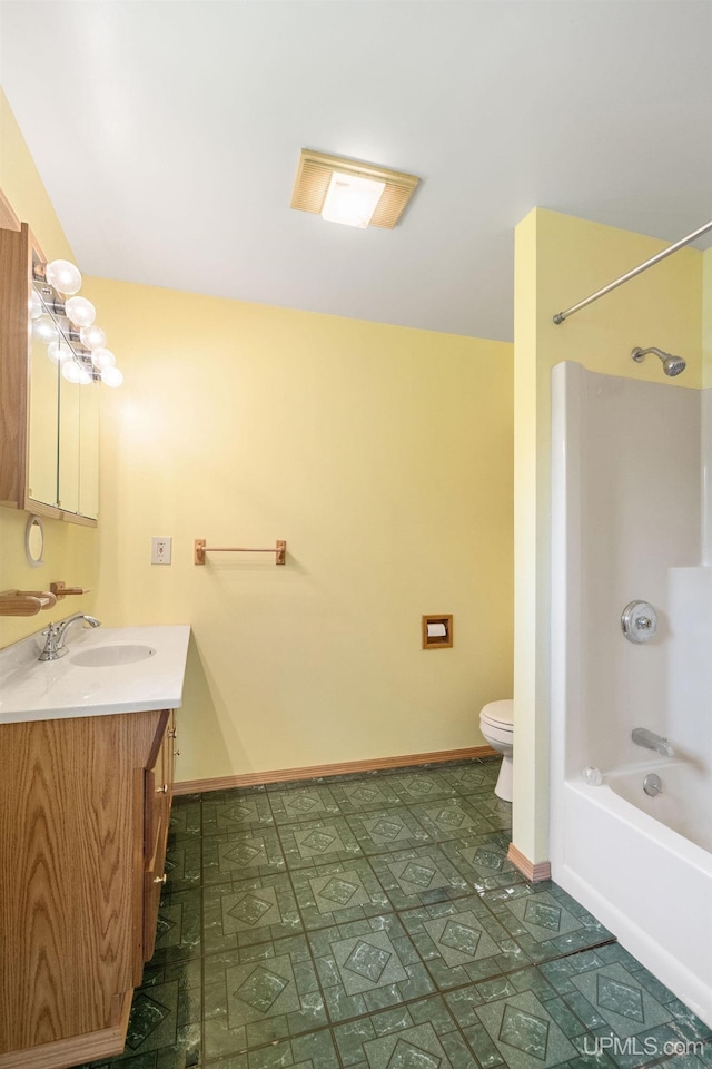 719 S Carlshend Rd, Skandia, MI 49885 - bathroom with vanity, shower / tub combination, and tile patterned floors