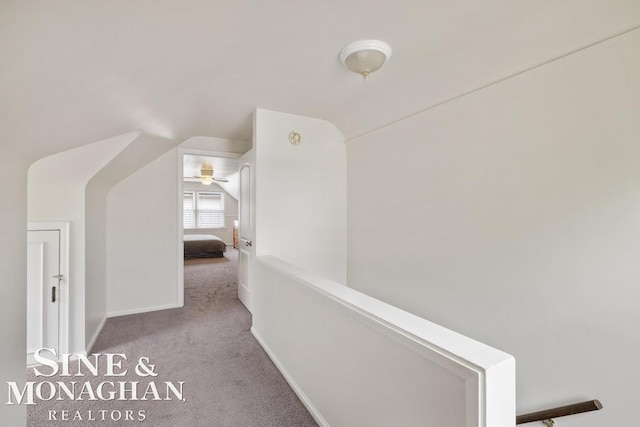 1387 Torrey Rd, Grosse Pointe Woods, MI 48236 - hallway featuring vaulted ceiling, carpet floors, and an upstairs landing