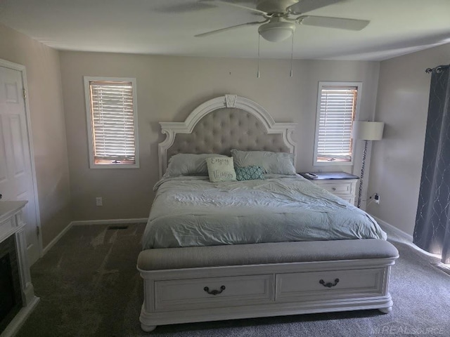 7283 S Fork Dr, Swan Creek, MI 48473 - bedroom with carpet floors, multiple windows, and a ceiling fan