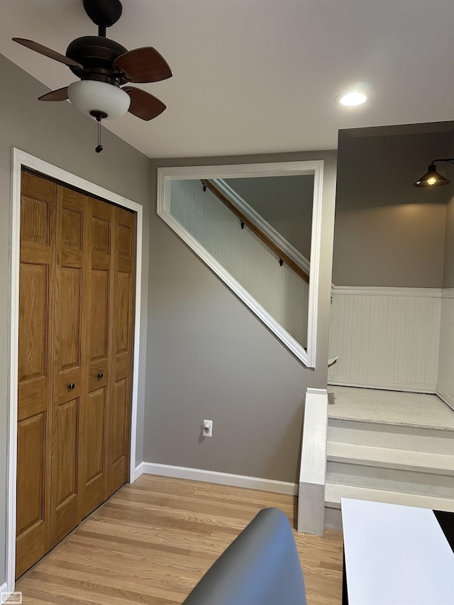 2100 Michigan St, Algonac, MI 48001 - bedroom featuring wood finished floors, a ceiling fan, and a closet