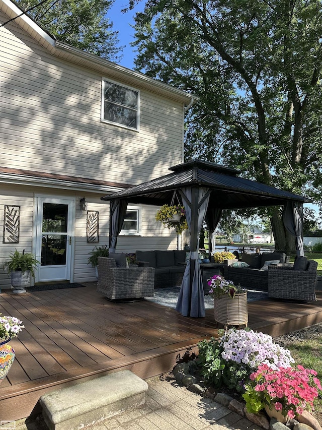 2100 Michigan St, Algonac, MI 48001 - wooden deck featuring outdoor lounge area and a gazebo