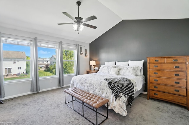 31222 Settlers Way Dr, Flat Rock, MI 48134 - carpeted bedroom with vaulted ceiling and ceiling fan