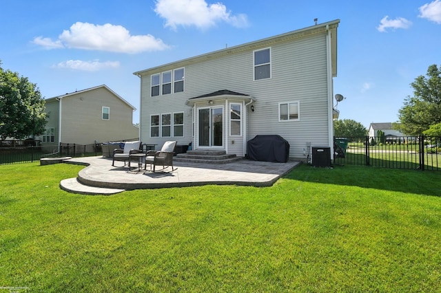 31222 Settlers Way Dr, Flat Rock, MI 48134 - rear view of property with a patio area, a fenced backyard, and entry steps