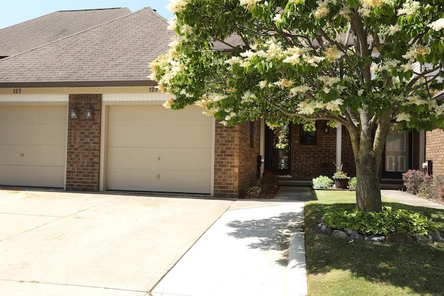 129 Cherryl Ln, Algonac, MI 48001 - view of front of home with brick siding, concrete driveway, an attached garage, and a shingled roof