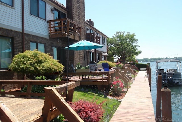 129 Cherryl Ln, Algonac, MI 48001 - dock featuring a water view and a balcony
