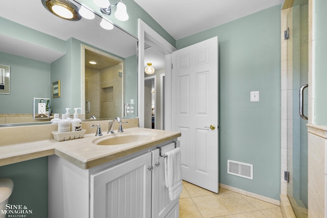 1344 Torrey Rd, Grosse Pointe Woods, MI 48236 - full bathroom with a stall shower, vanity, and tile patterned floors