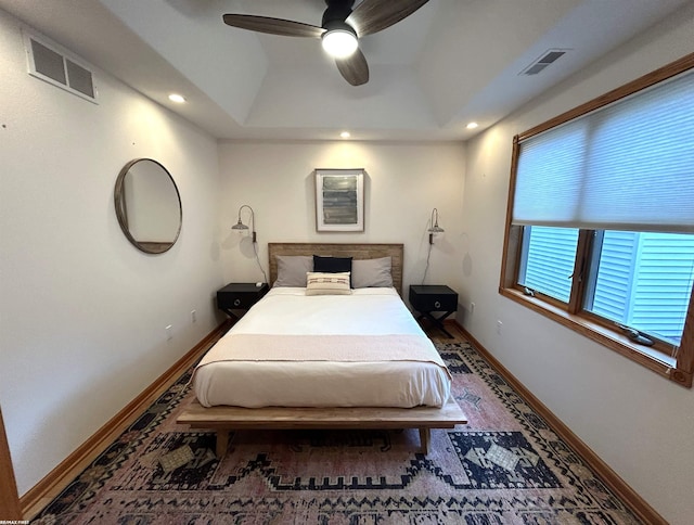 10125 Saint John Dr, Algonac, MI 48001 - bedroom featuring recessed lighting, a tray ceiling, and ceiling fan