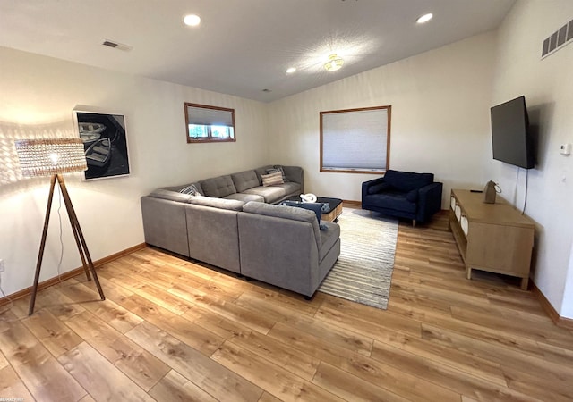 10125 Saint John Dr, Algonac, MI 48001 - living area featuring light wood finished floors, vaulted ceiling, and recessed lighting