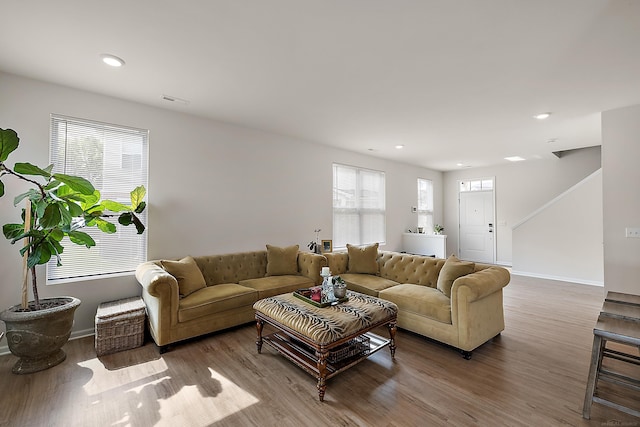 8599 Grove St, Washington Twp, MI 48094 - living room featuring wood finished floors and recessed lighting
