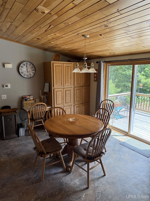 N7722 Candy Cane Rd, Munising, MI 49862 - dining room with wood ceiling