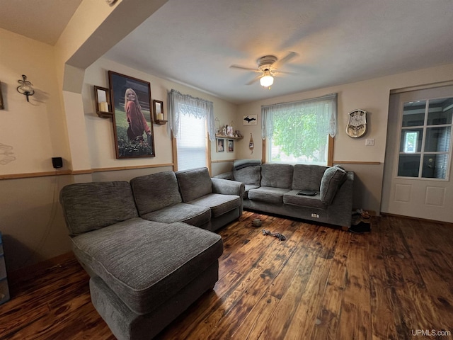 608 W Onota St, Munising, MI 49862 - living room with ceiling fan and wood finished floors