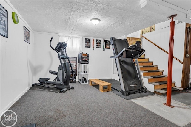 2019 Griswold St, Port Huron, MI 48060 - exercise room with carpet and a textured ceiling