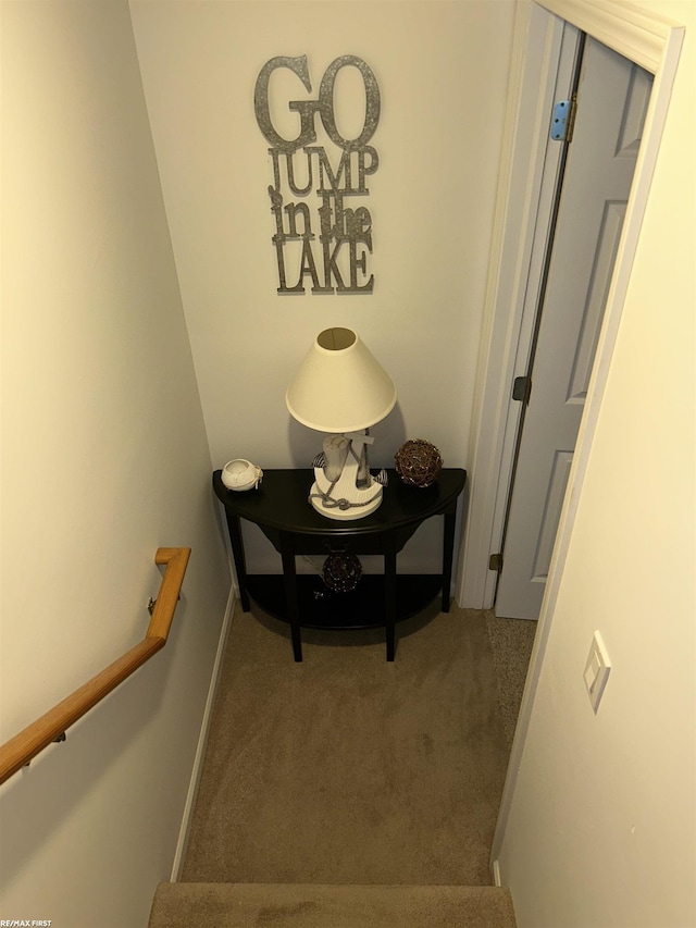 15 E Spring Ct Unit 12, Port Austin, MI 48467 - staircase featuring carpet flooring