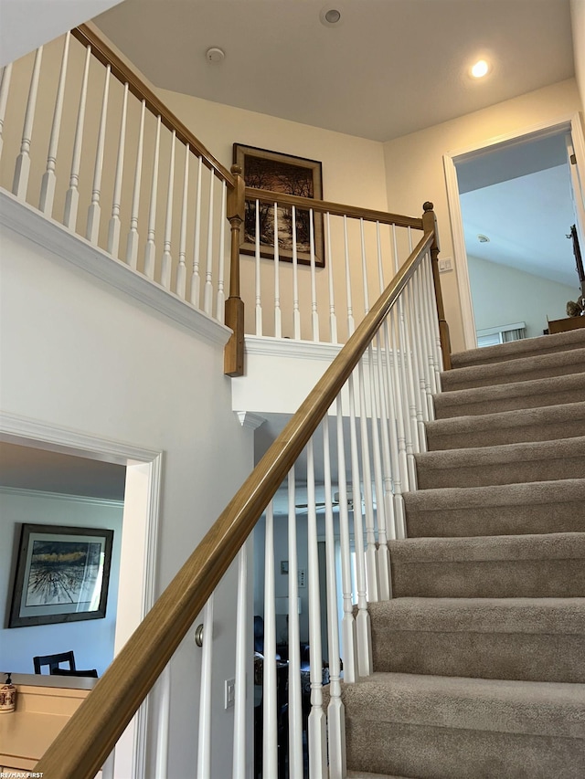 15 E Spring Ct Unit 12, Port Austin, MI 48467 - stairs with recessed lighting and a high ceiling