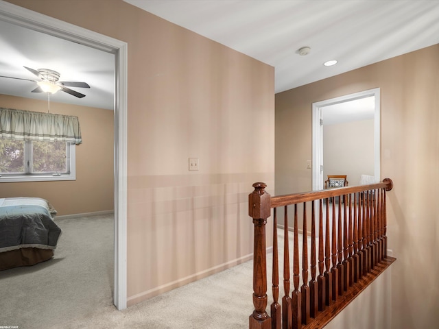 1008 Hidden Ln, Rochester Hills, MI 48309 - hallway with an upstairs landing, carpet flooring, and recessed lighting