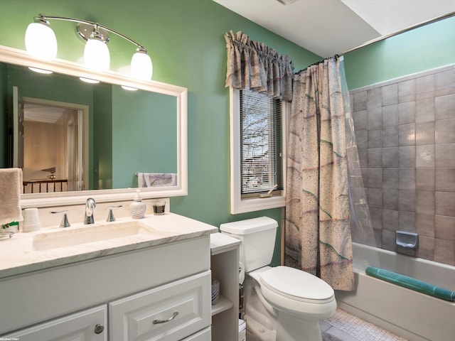 1008 Hidden Ln, Rochester Hills, MI 48309 - full bathroom featuring vanity, shower / bath combination with curtain, and tile patterned floors