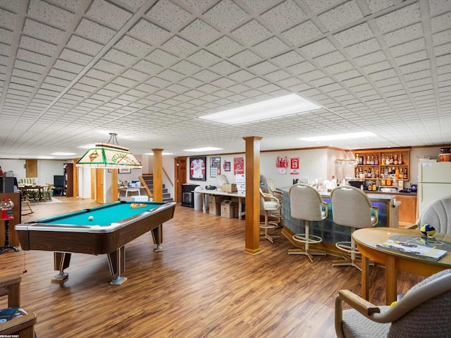 1008 Hidden Ln, Rochester Hills, MI 48309 - rec room featuring a bar, wood finished floors, and pool table