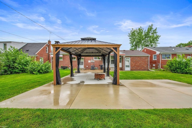 23716 Roxana Ave, Eastpointe, MI 48021 - view of patio with a gazebo and a fire pit