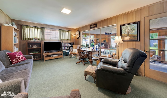 528 Hidden Ln, Grosse Pointe Woods, MI 48236 - living area featuring carpet flooring and wooden walls