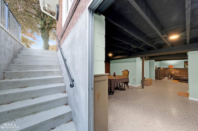 528 Hidden Ln, Grosse Pointe Woods, MI 48236 - stairway featuring speckled floor