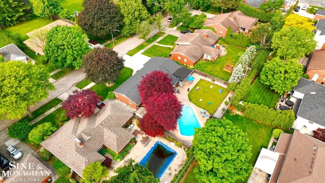 528 Hidden Ln, Grosse Pointe Woods, MI 48236 - aerial perspective of suburban area with a pool area