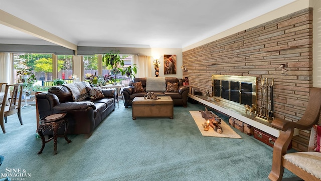 528 Hidden Ln, Grosse Pointe Woods, MI 48236 - carpeted living room with healthy amount of natural light and a fireplace