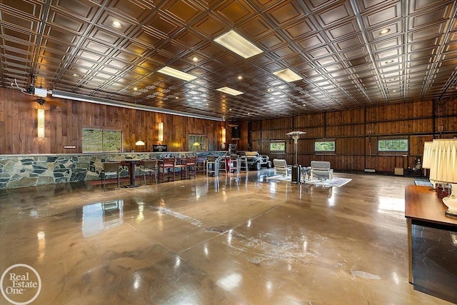 5350 Brewster Rd, Oakland Twp, MI 48306 - miscellaneous room with wooden walls and an ornate ceiling