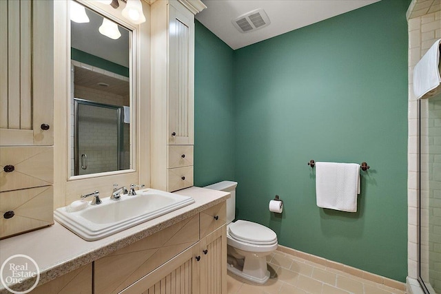 5350 Brewster Rd, Oakland Twp, MI 48306 - bathroom with tile patterned flooring, vanity, and a stall shower