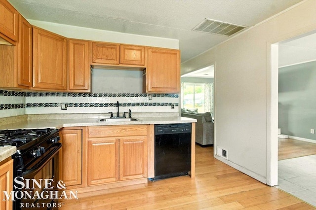 3032 24th St, Port Huron, MI 48060 - kitchen featuring black appliances, backsplash, and light countertops