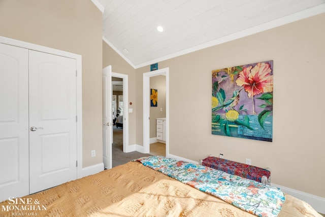 3325 Saint Andrews Dr, Port Huron, MI 48060 - bedroom with crown molding, vaulted ceiling, and recessed lighting