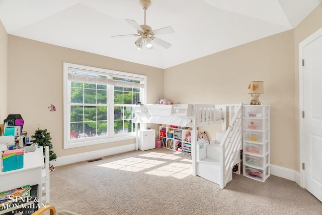 3325 Saint Andrews Dr, Port Huron, MI 48060 - bedroom with carpet flooring, vaulted ceiling, and ceiling fan
