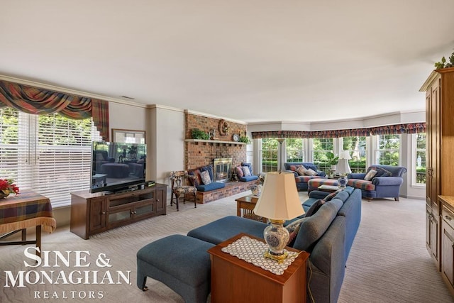 28 Hampton Rd, Grosse Pointe Shores, MI 48236 - living area featuring light colored carpet and crown molding