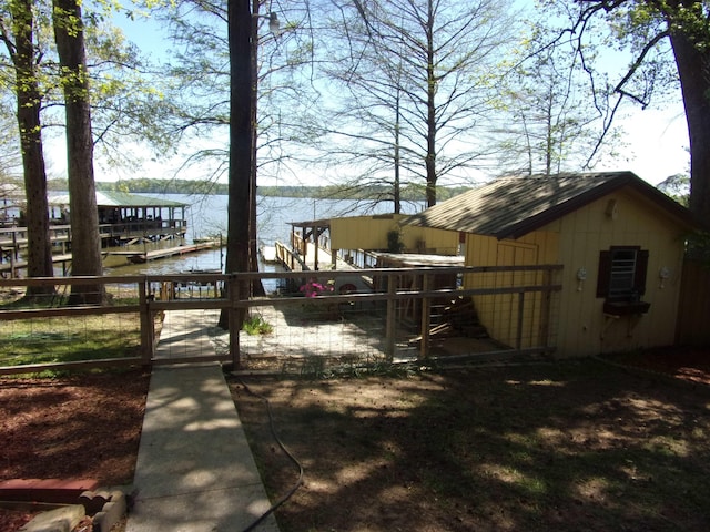 view of yard with a water view