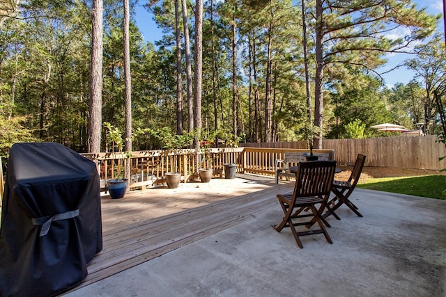 wooden terrace with grilling area