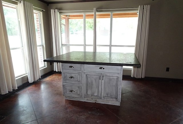 kitchen featuring a center island, white cabinetry, and a healthy amount of sunlight