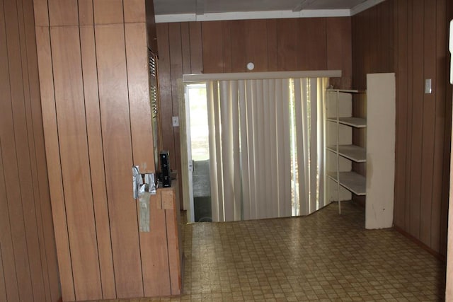 interior space with wooden walls