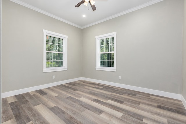 121 Kerr Ave, Lufkin, TX 75904 - spare room featuring ornamental molding, ceiling fan, wood finished floors, baseboards, and recessed lighting