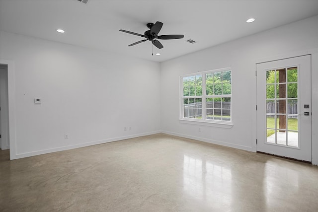 174 Cedar Hill Loop, Lufkin, TX 75904 - spare room featuring finished concrete floors, ceiling fan, recessed lighting, and baseboards