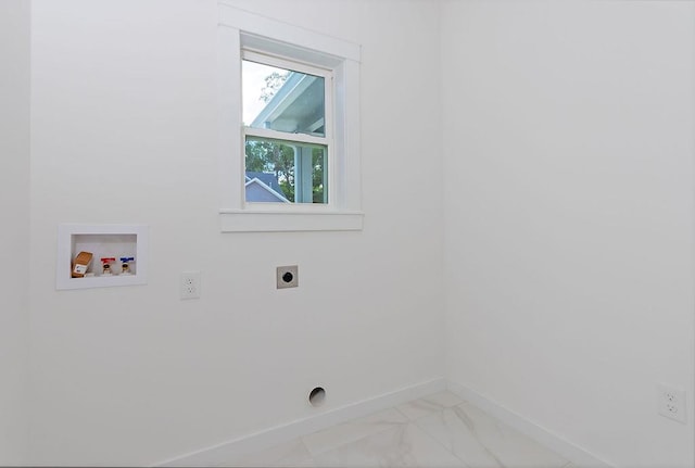 laundry area with electric dryer hookup and washer hookup