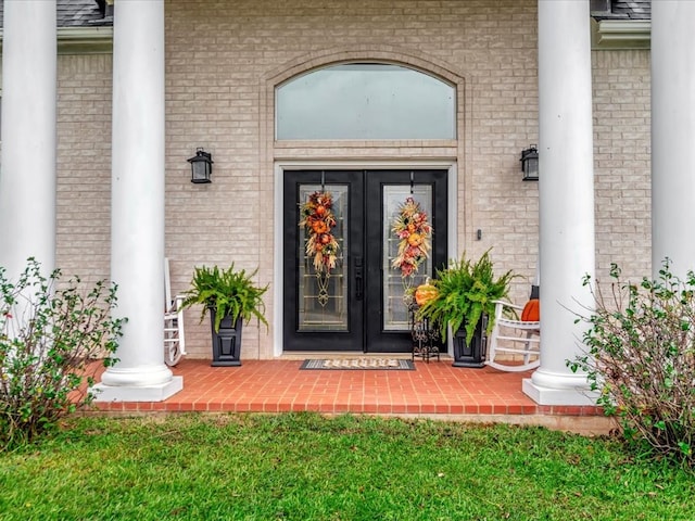 doorway to property featuring french doors