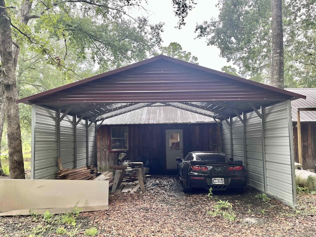 view of parking with a carport