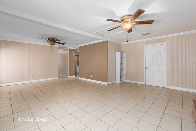 1407 Fairchild Dr, Diboll, TX 75941 - unfurnished room featuring ceiling fan, ornamental molding, and attic access